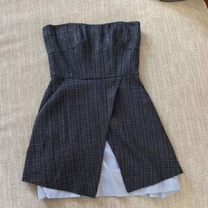 Marissa Webb strapless, fitted bodice with a flared, A-line or skirt.